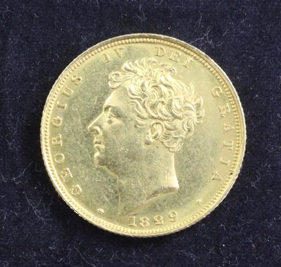 A George IV gold sovereign, 1829,